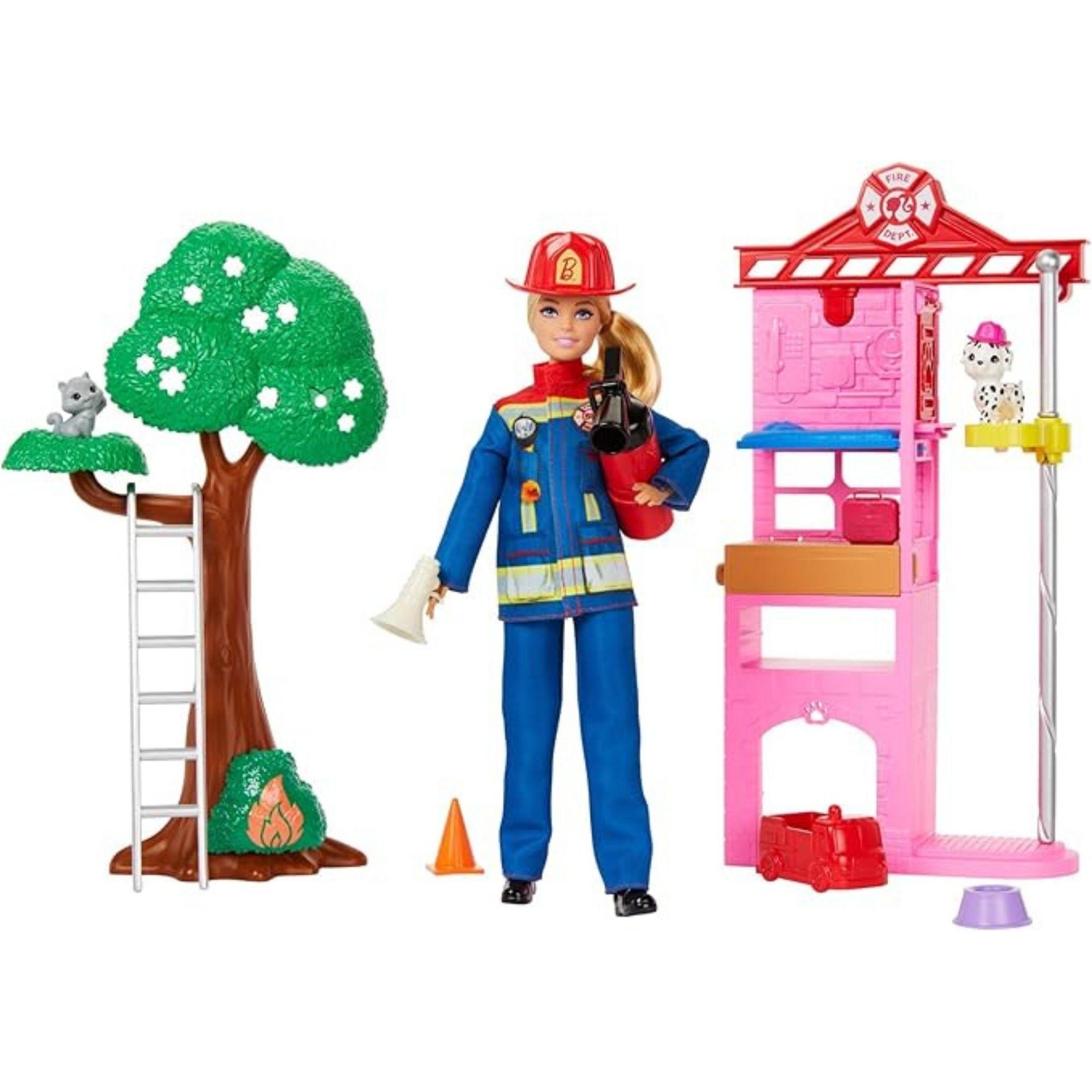 Barbie Firefighter Playset & Doll (16 Pieces)