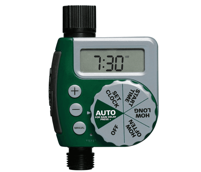 Single Dial Outlet Programmable Hose Faucet Timer - Green And Black