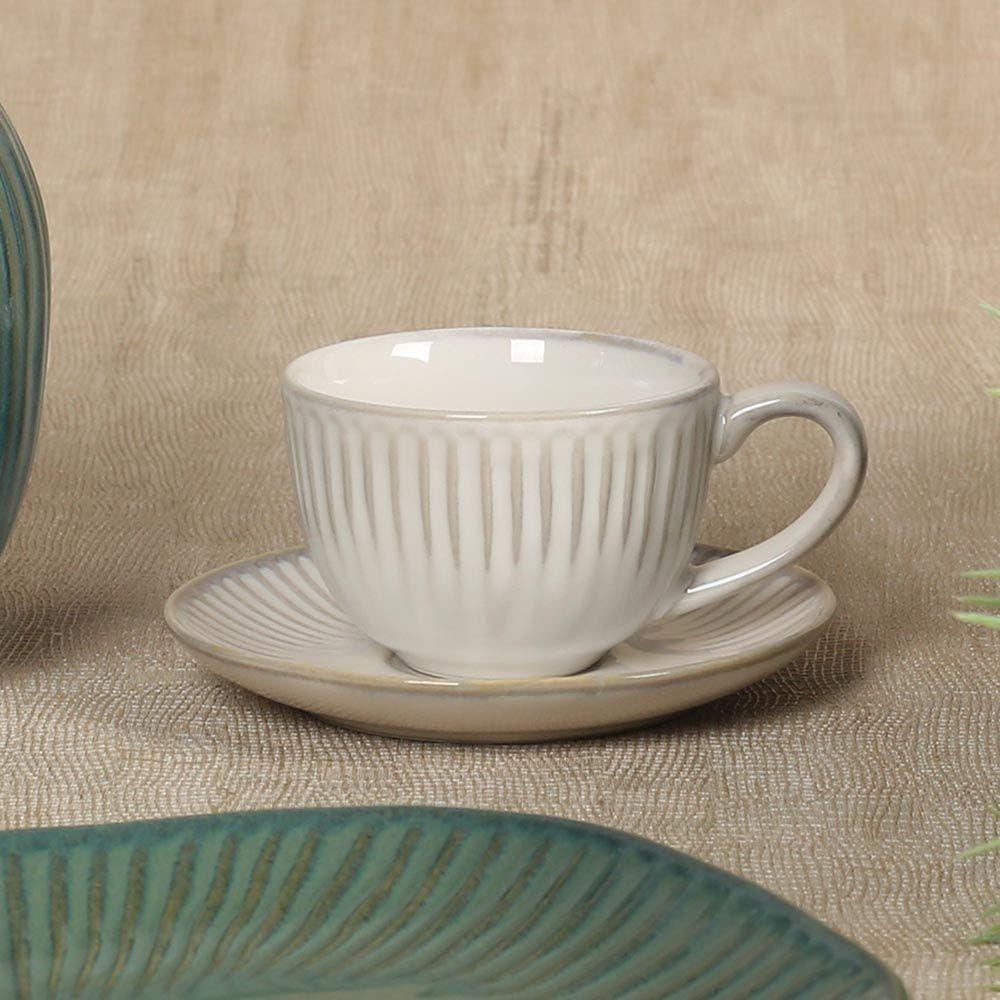 Gallery Porcelain Coffee Cup & Saucer, White Â€“ 110 Ml