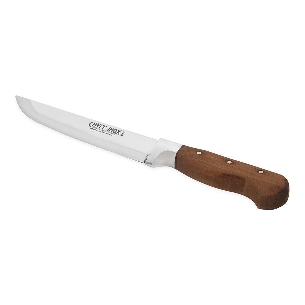 Zing Wooden Handle Meat Knife, Silver & Brown