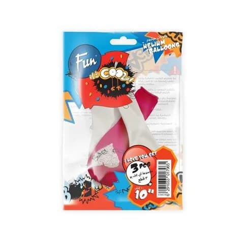 Fun Helium Balloon 10 3 Pieces Assorted