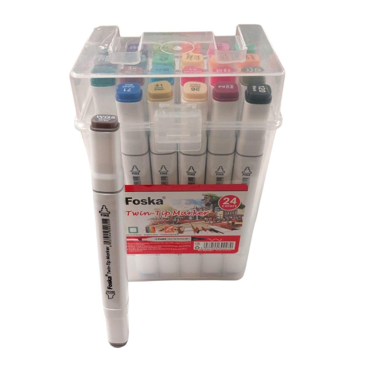 Foska, 24 Colors Ink Twin-Tip Art Drawing Marker