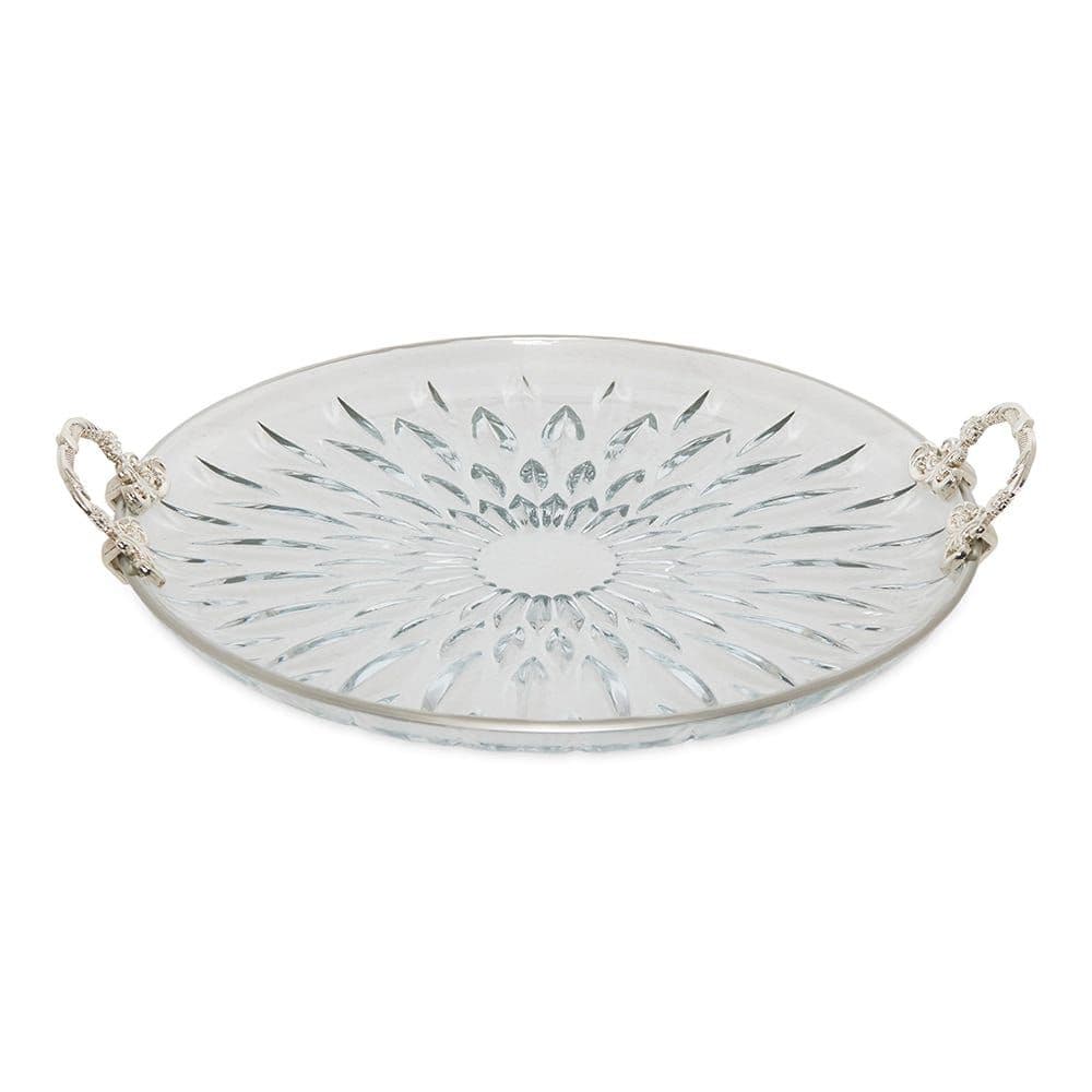 Posh Charging Serving Platter, Clear & Silver - 30 cm