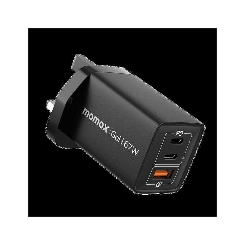 Momax Oneplug 67W 3 Port Gan Wall Charger Black