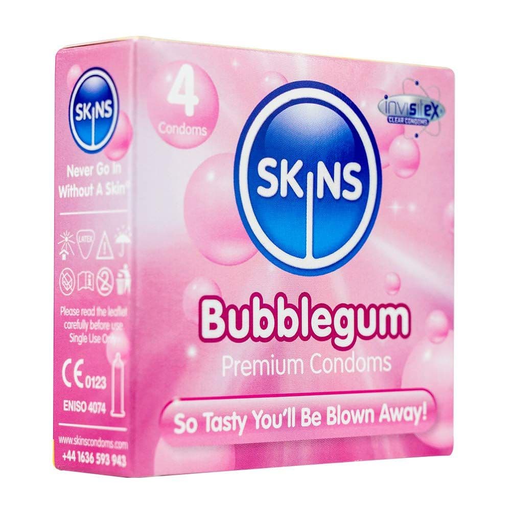 Skins Bubble Gum Flavoure Lubricated Condoms 4'S #16499