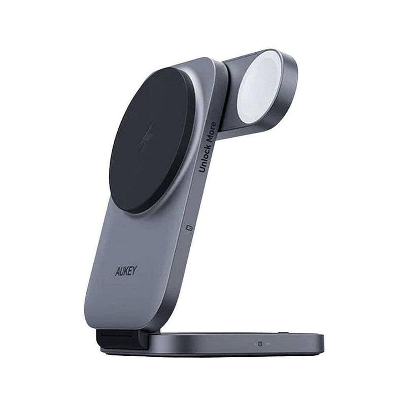Aukey Lc-Mc312-Gy Gray Foldable 3-In-1 Magnetic Wireless Charger