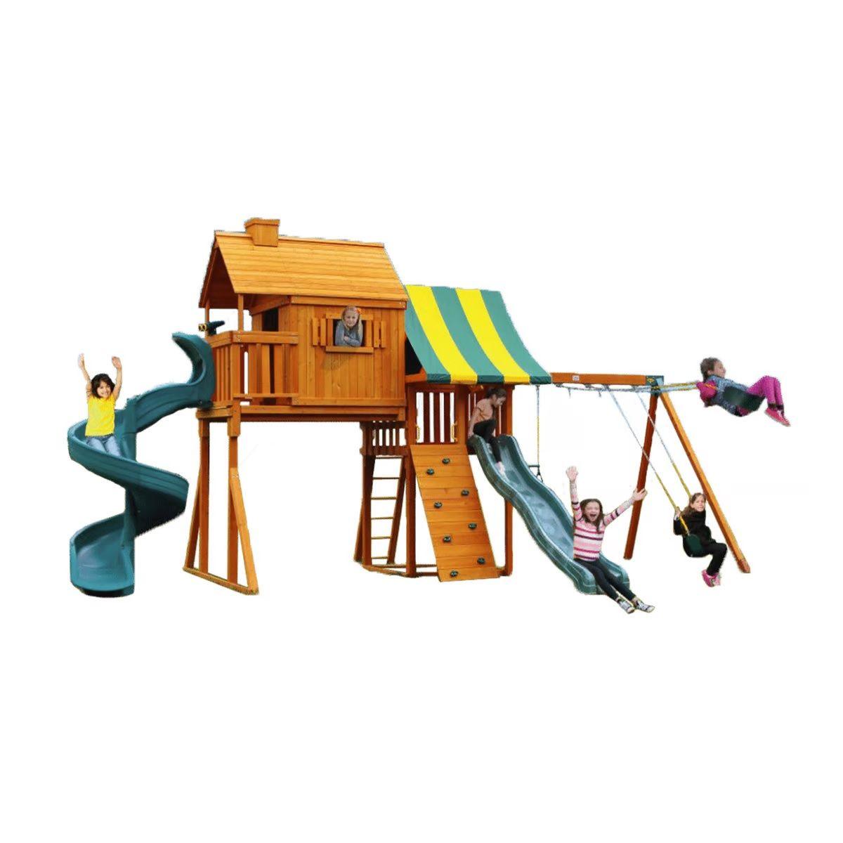 Eastern Jungle Gym Sky Treehouse 2 Swing Set With Slide And Tent - 914cm x 457cm x 411cm