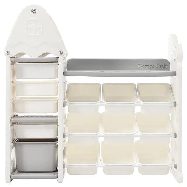 Little Angel Toys Organizer Cabinet With 14 Bins & Hook (White)