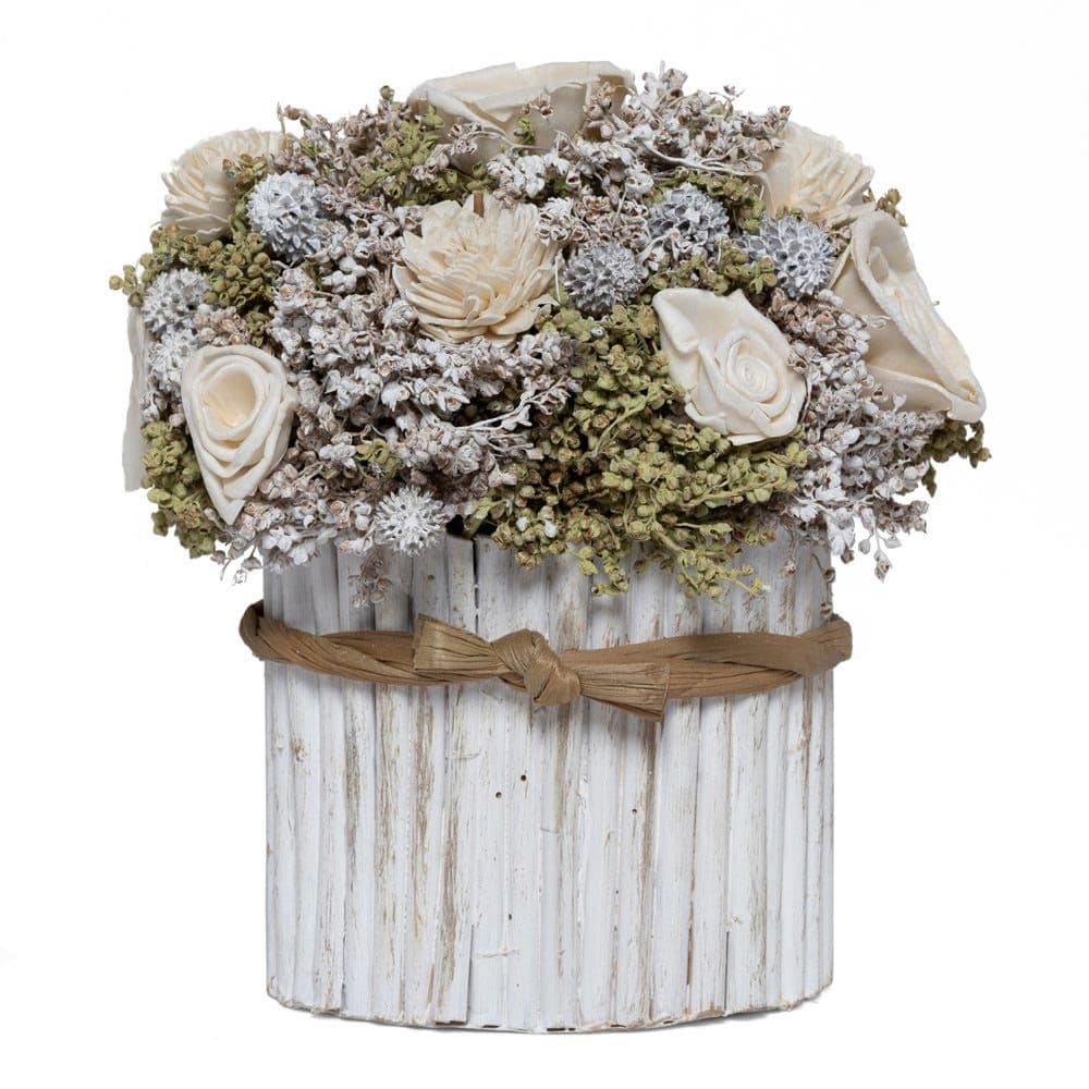 Mix Shola Roses In Moon Planter, White