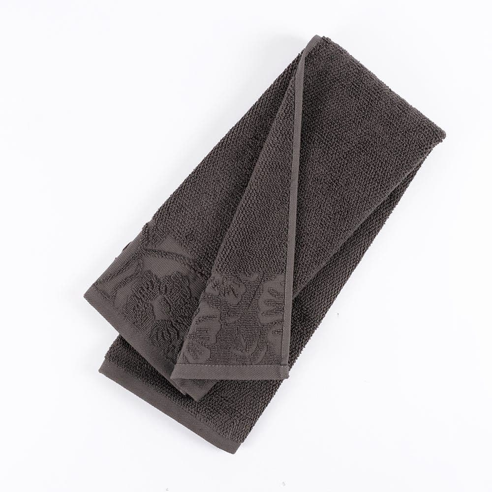 Flower Hand Towel, Charcoal Grey - 480 Gsm, 80X50 Cm