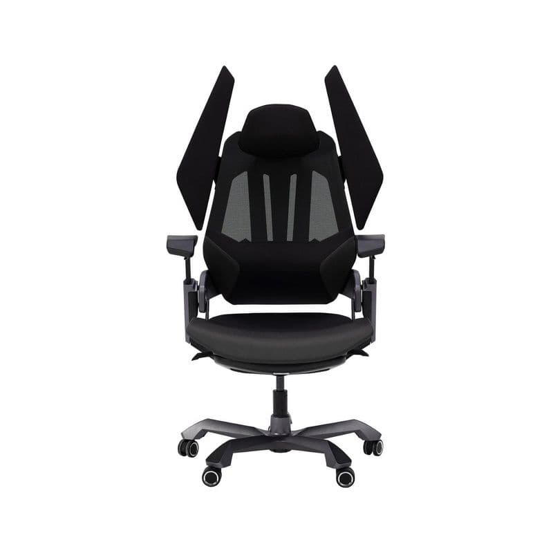 Gamertek Final Boss Gaming Chair – Black & Gray, Fabric & Mesh, Dual Lumbar Support, Adjustable Armrests
