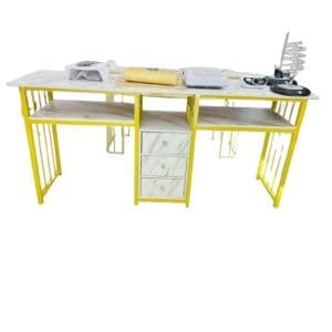 Double Manicure Table Wood With Drawers