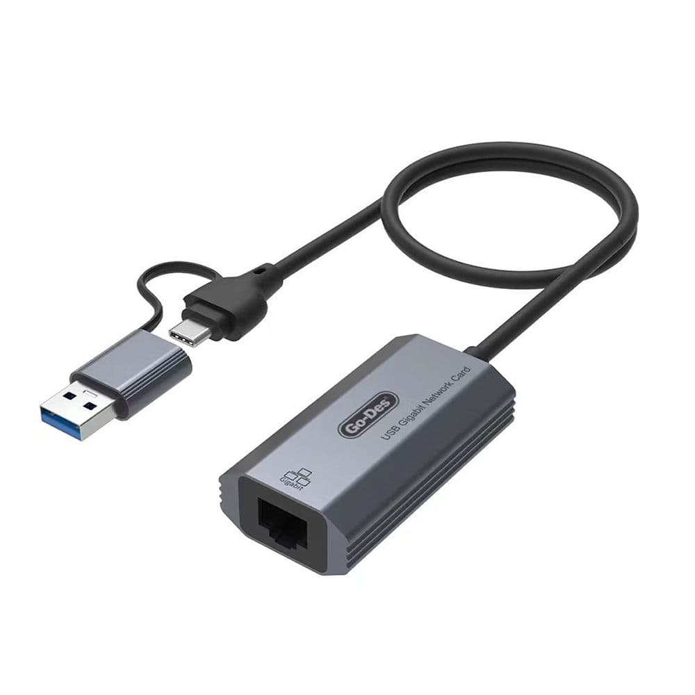 Go Des Gd-6836 2 In 1 Rj45 To Type-C + Usb-A Gigabit Etherne