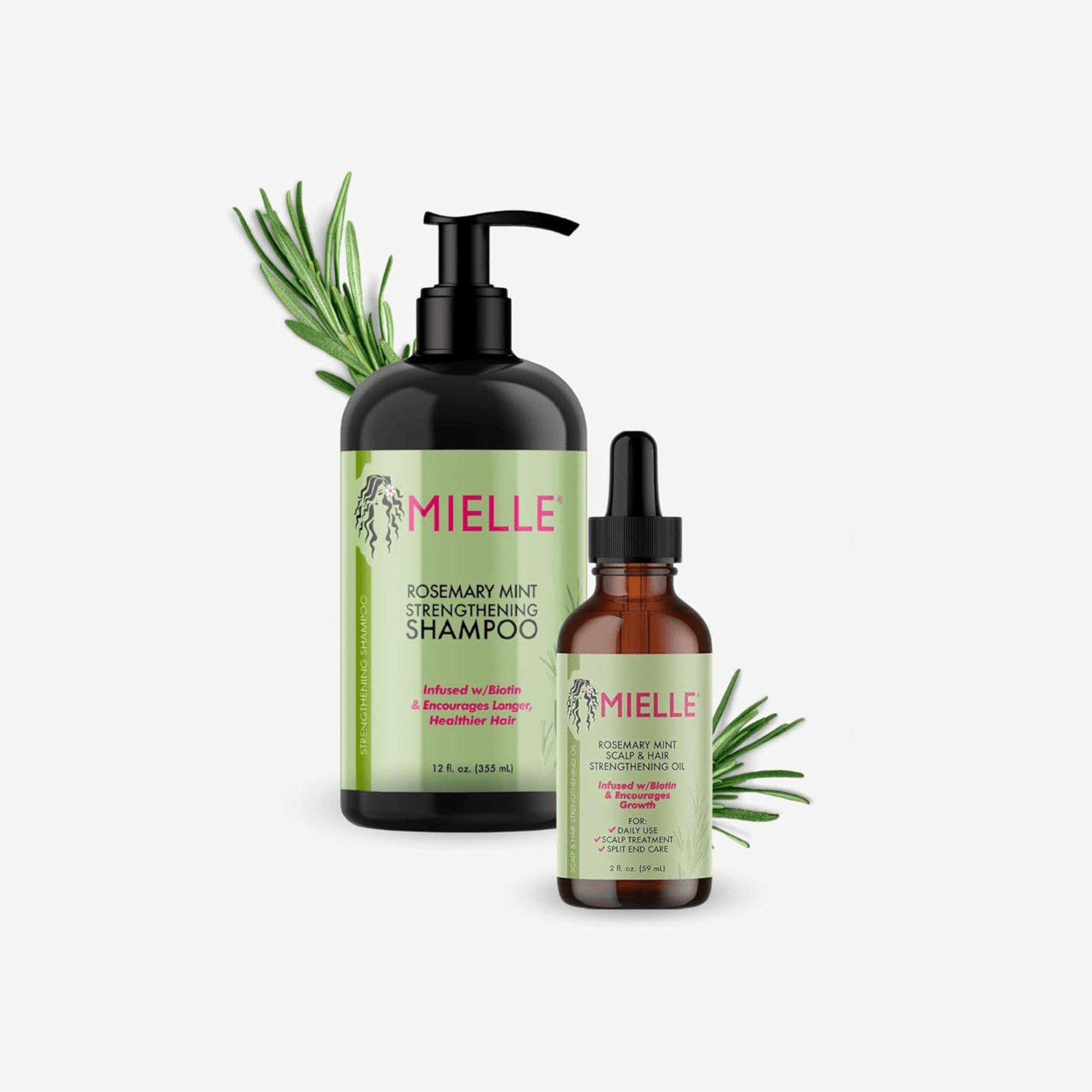 Mielle Rosemary Mint (Mielle Rosemary Mint Scalp & Hair Strengthening Oil - 59Ml + Mielle Rosemary Mint Strengthening Shampoo - 355Ml)