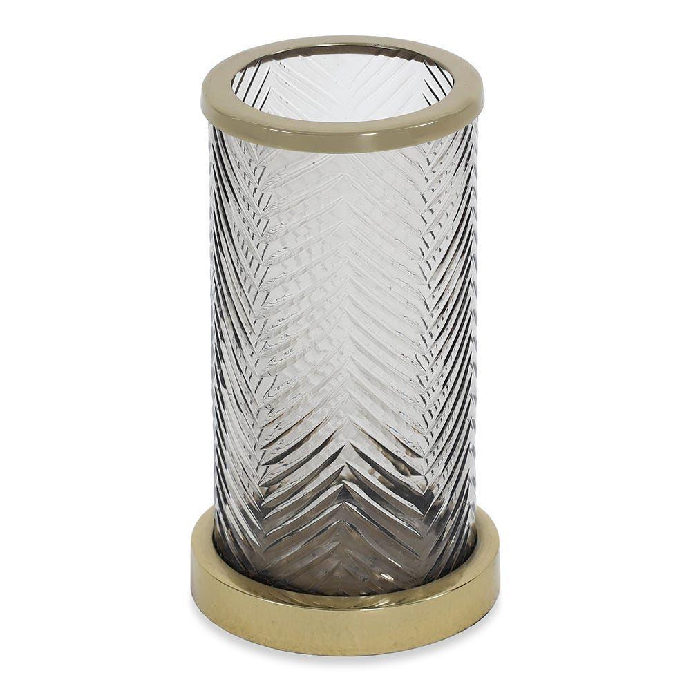 Chevron Tumbler, Smoke & Gold - 8X14 Cm