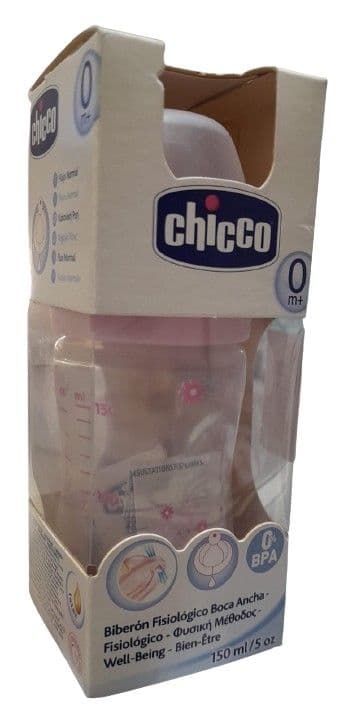 Chicco Well Being Flujo Normal Feeding Bottle Plastic 150ml 0M+ Girl