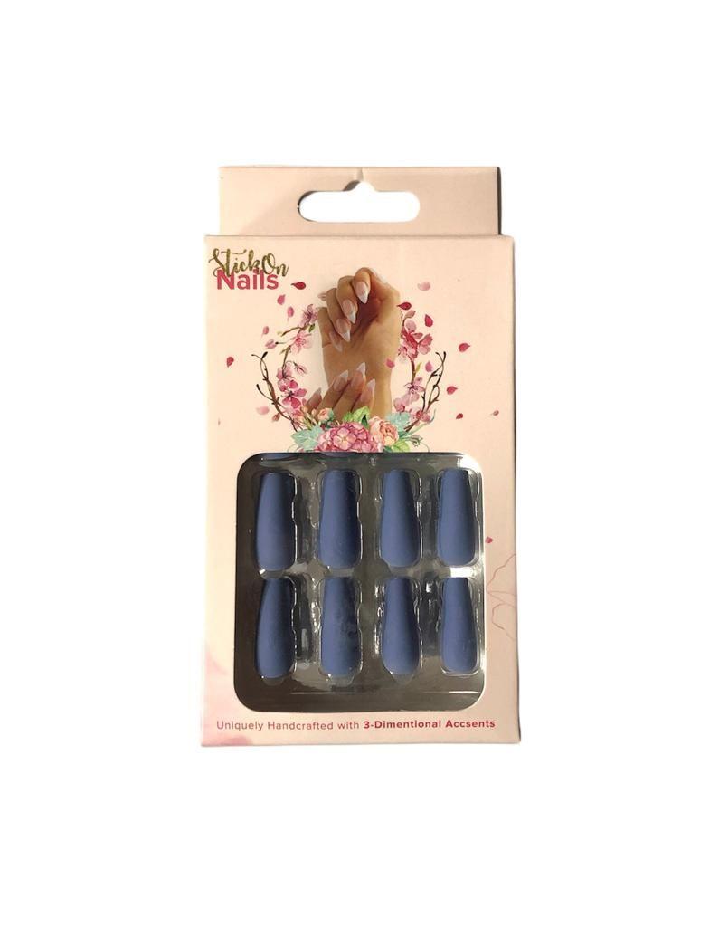 Classy Touch Stickon Nails Coffin Color: Blue