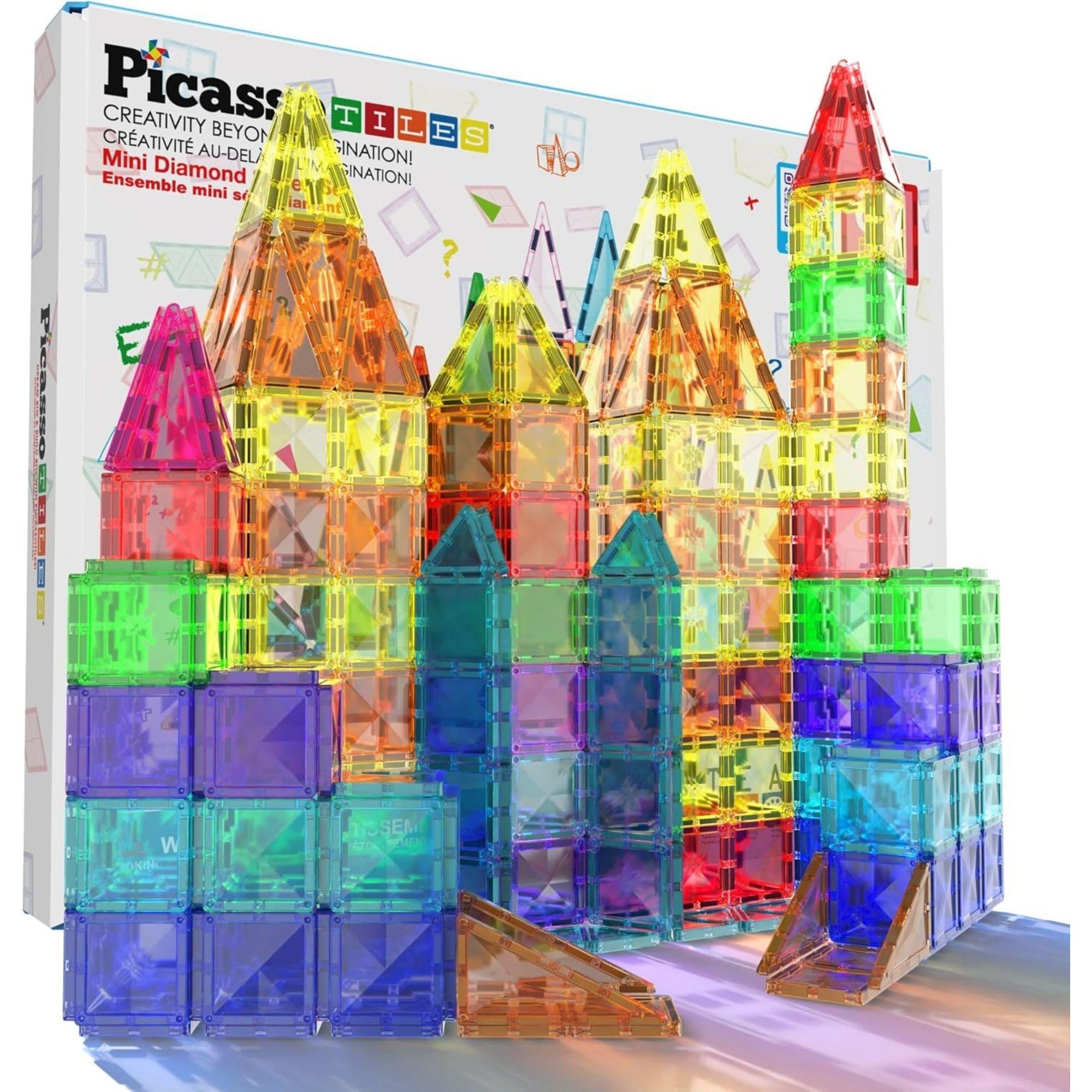 Picassotiles Mini Diamond Collection Travel Size Magenetic Building Block Set (60 Pieces)