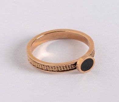 Black Round Ring - Rose Gold