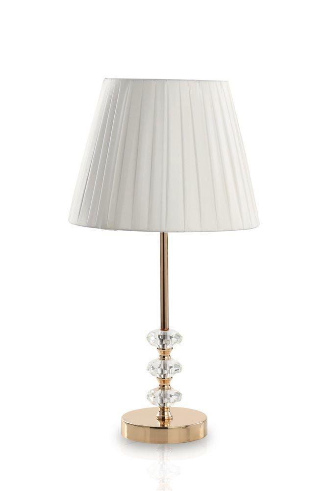 Orb Detailed Metal Table Lamp, White & French Gold Â€“ 35.5 Cms