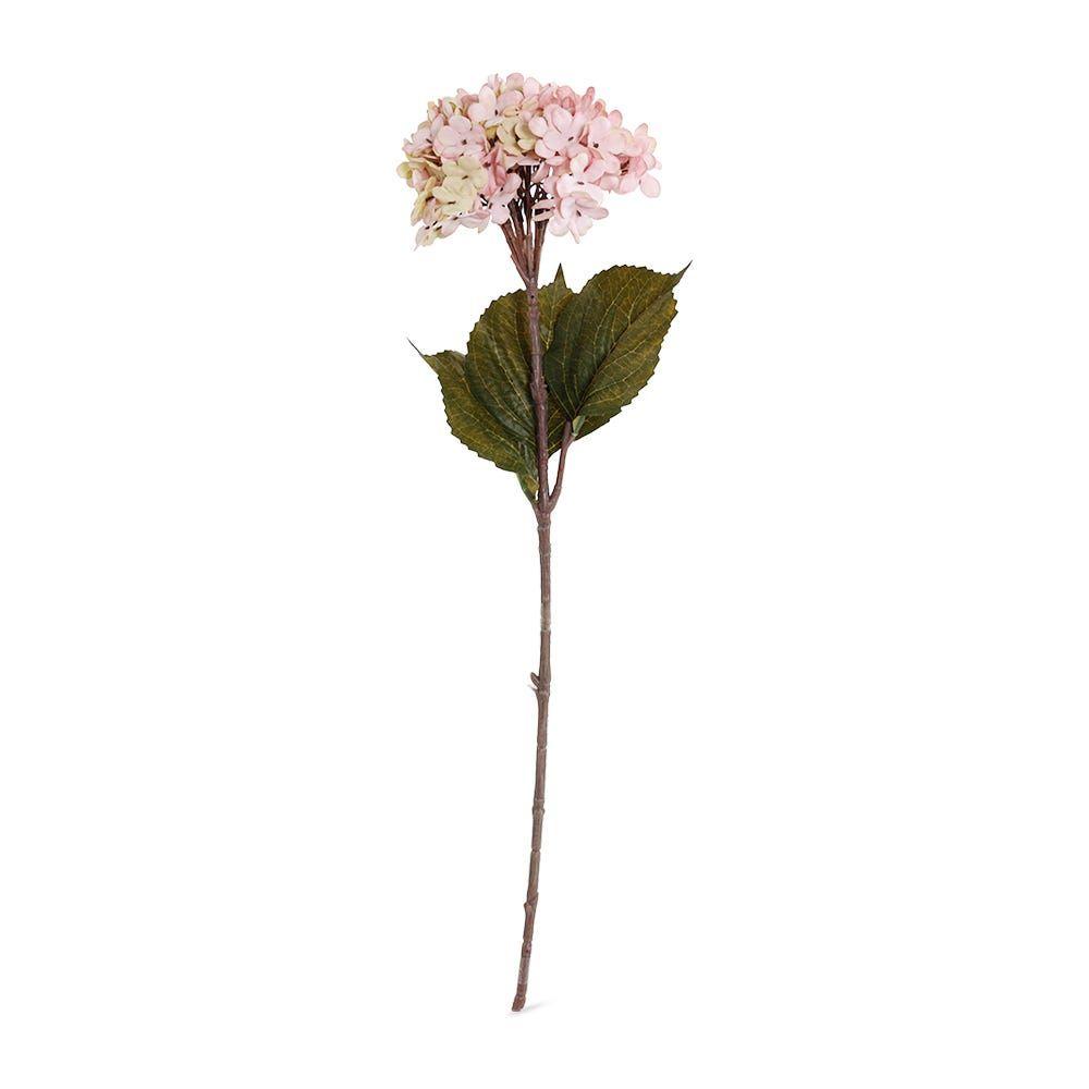 Single Hydrangea with 3 Leaves, Pink - 60 cm