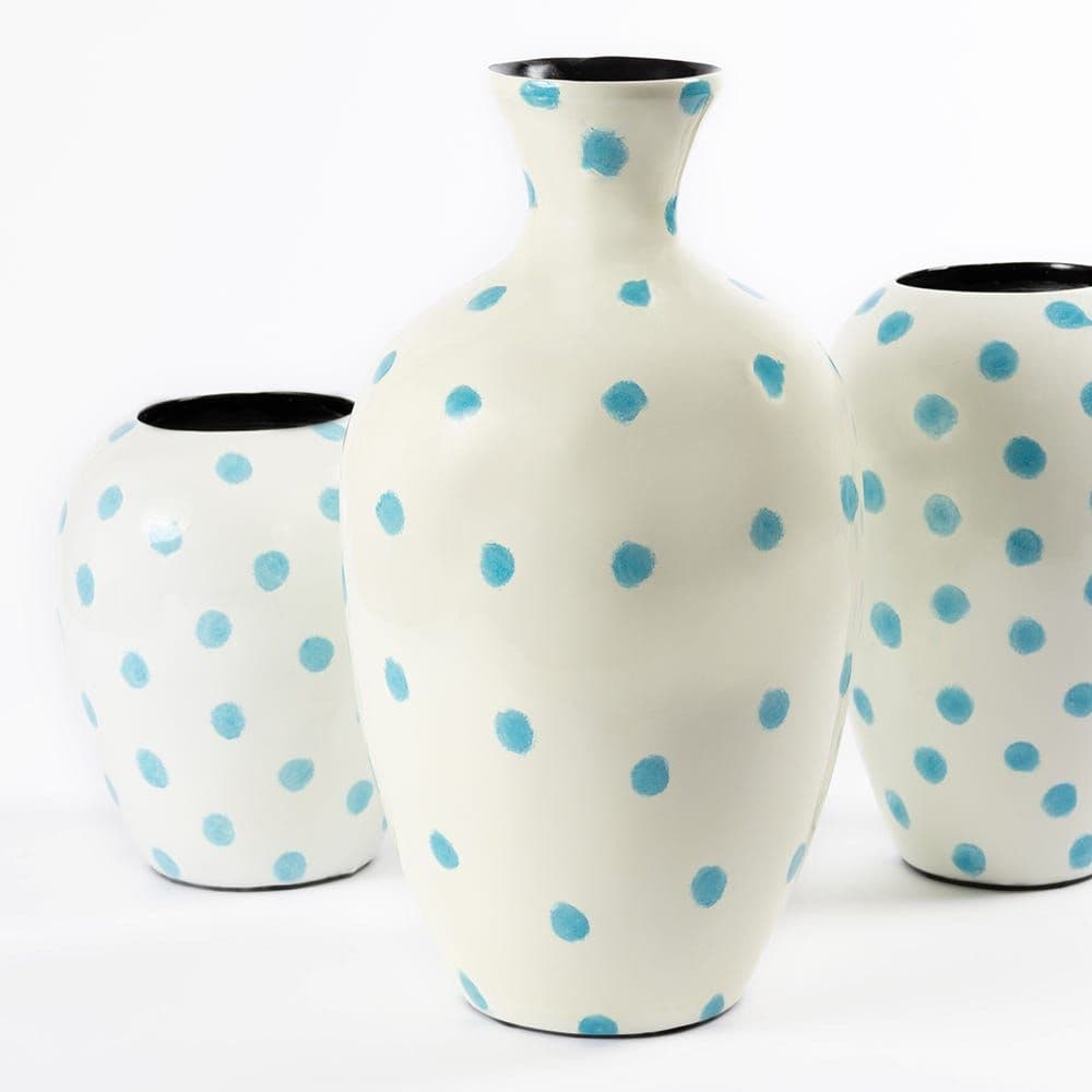 Jolly Vase, White & Blue - 24X42 Cm