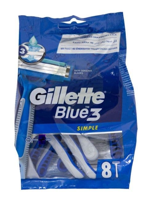 Gillette Blue 3 Simple Ultragrip Disposable Razor 8Pcs