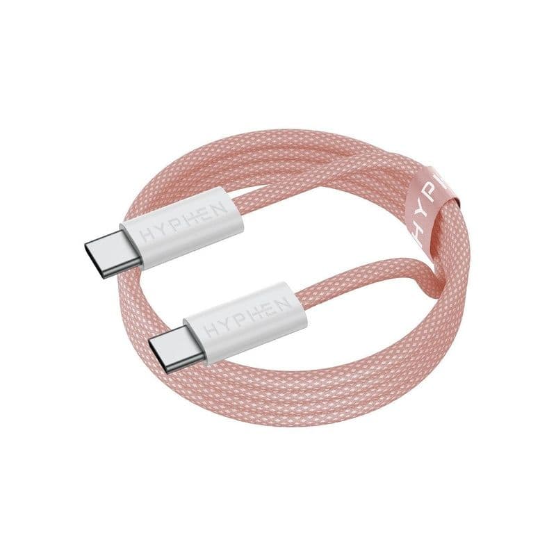 Hyphen Vibe Braided Type C To C Cable - 60W - Pink - 1M