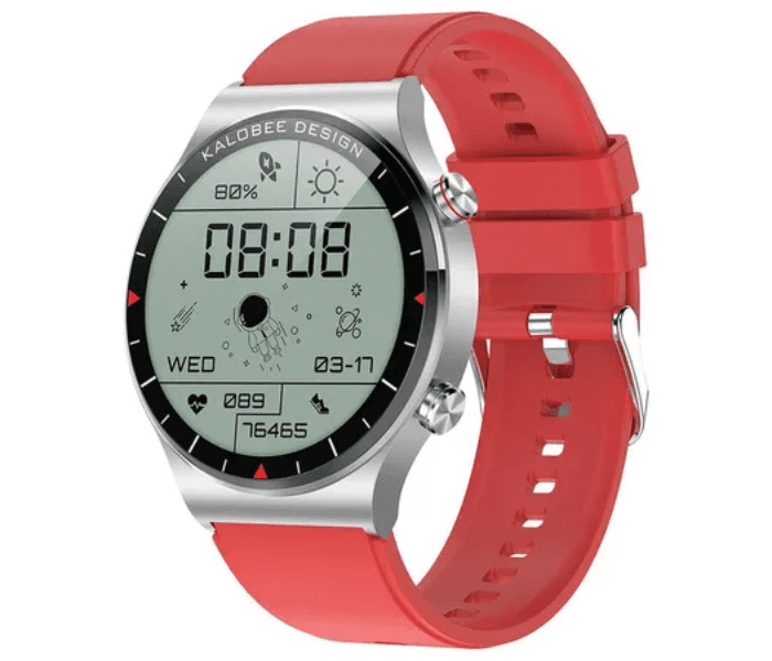 MKZ SK8 Plus Smart Watch with Bluetooth and Silicone Strap - Red