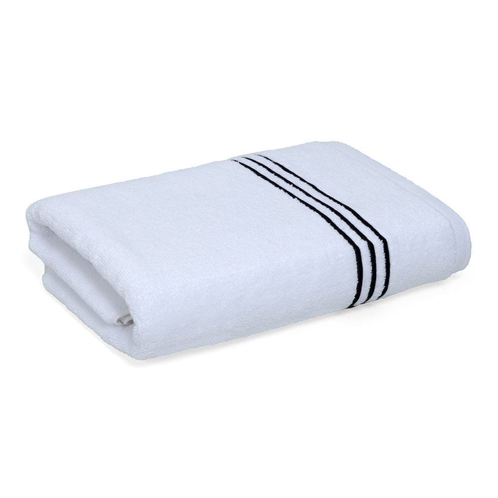 Hotel Embroidery Bath Towel, White & Black - 500 Gsm, 140X70 Cm