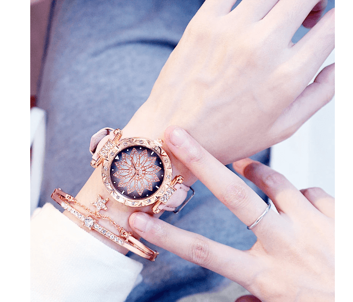 Casual Women Romantic Starry Sky Wrist Watch bracelet Leather Rhinestone Designer Ladies Clock Simple Dress Gift Montre Femme