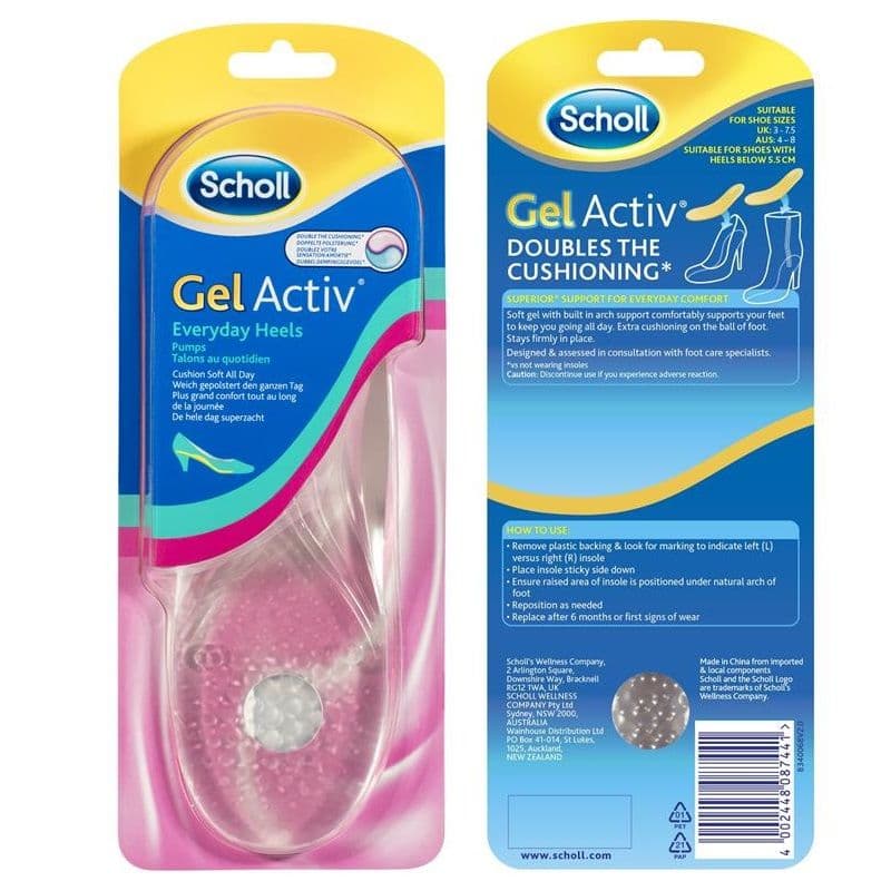 Scholl Gel Activ Insoles For Everyday Heels Uk Size 3- 7.5