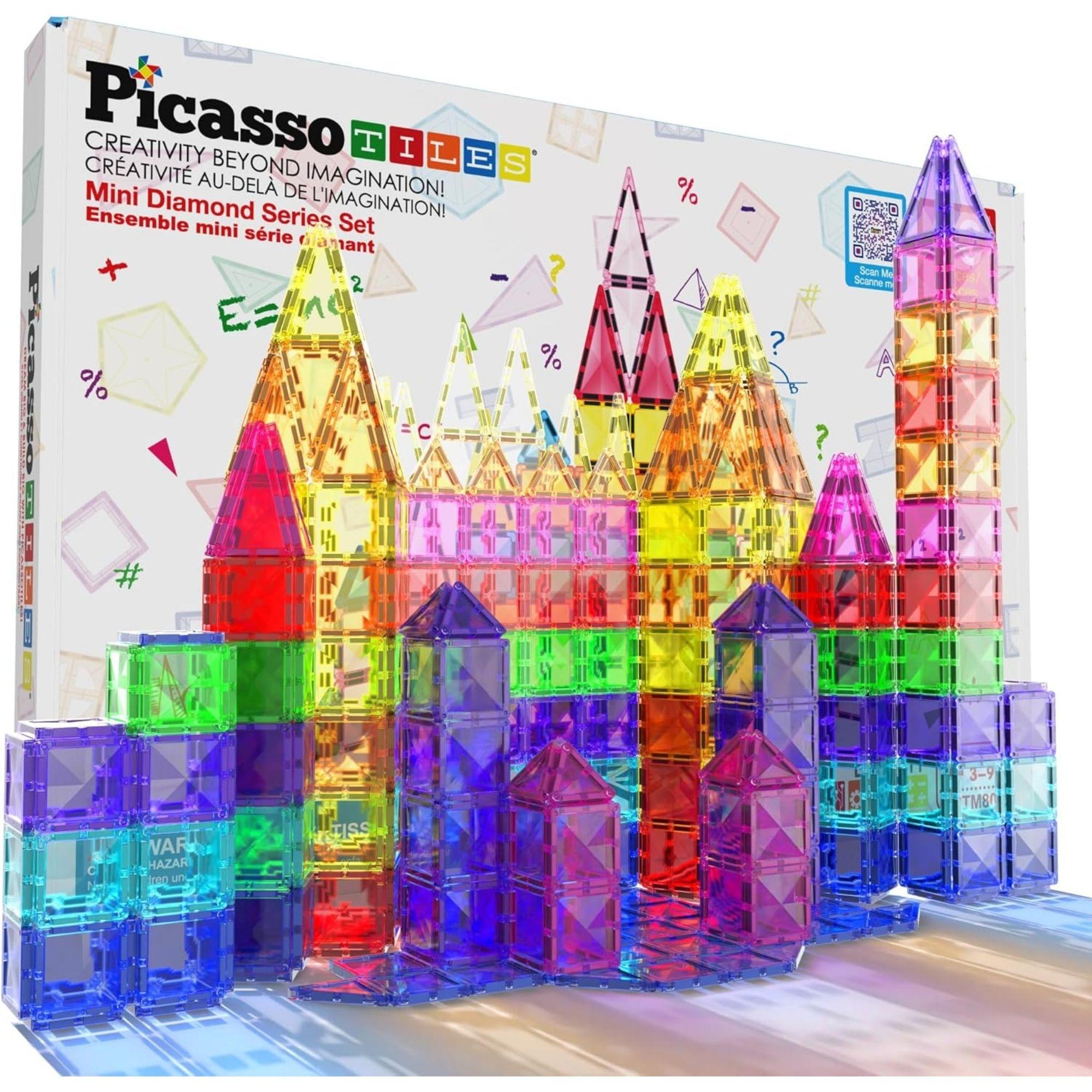 Picassotiles Mini Diamond Collection Travel Size Magenetic Building Block Set (80 Pieces)