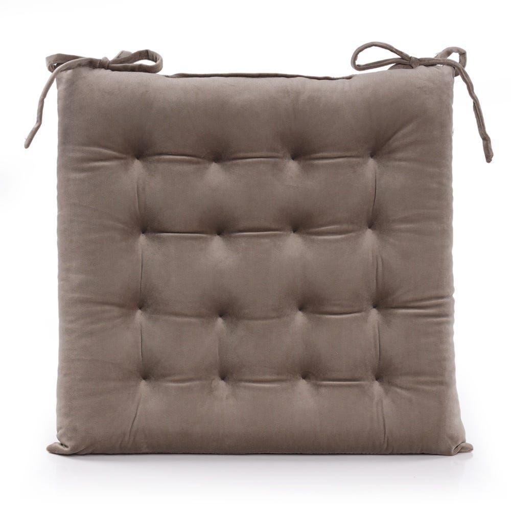 Velvet Seat Pad (Beige, Polyester, 40 X 40 Cms, 1-Piece)