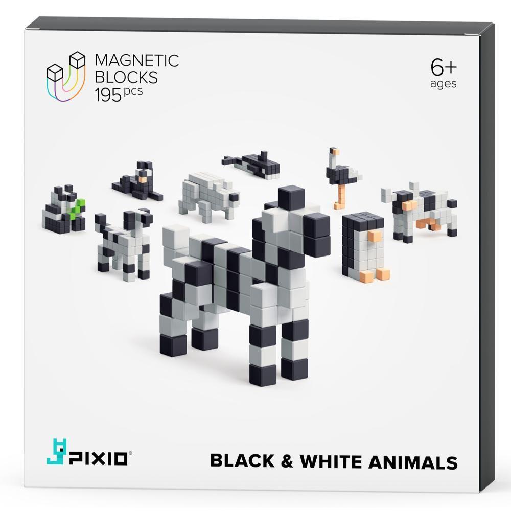 Pixio - Black & White Animals Magnetic Blocks (195 Pieces)