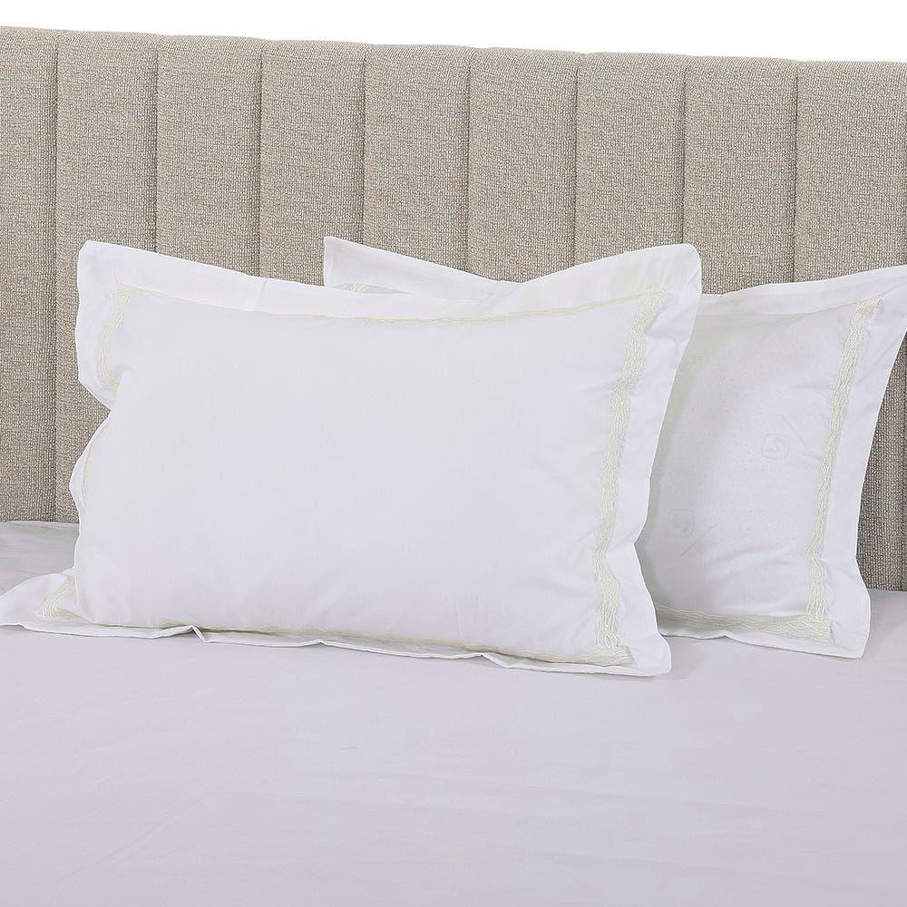 Ivey Pillow Case, White - Set of 2, 200 TC, 50x75 cm