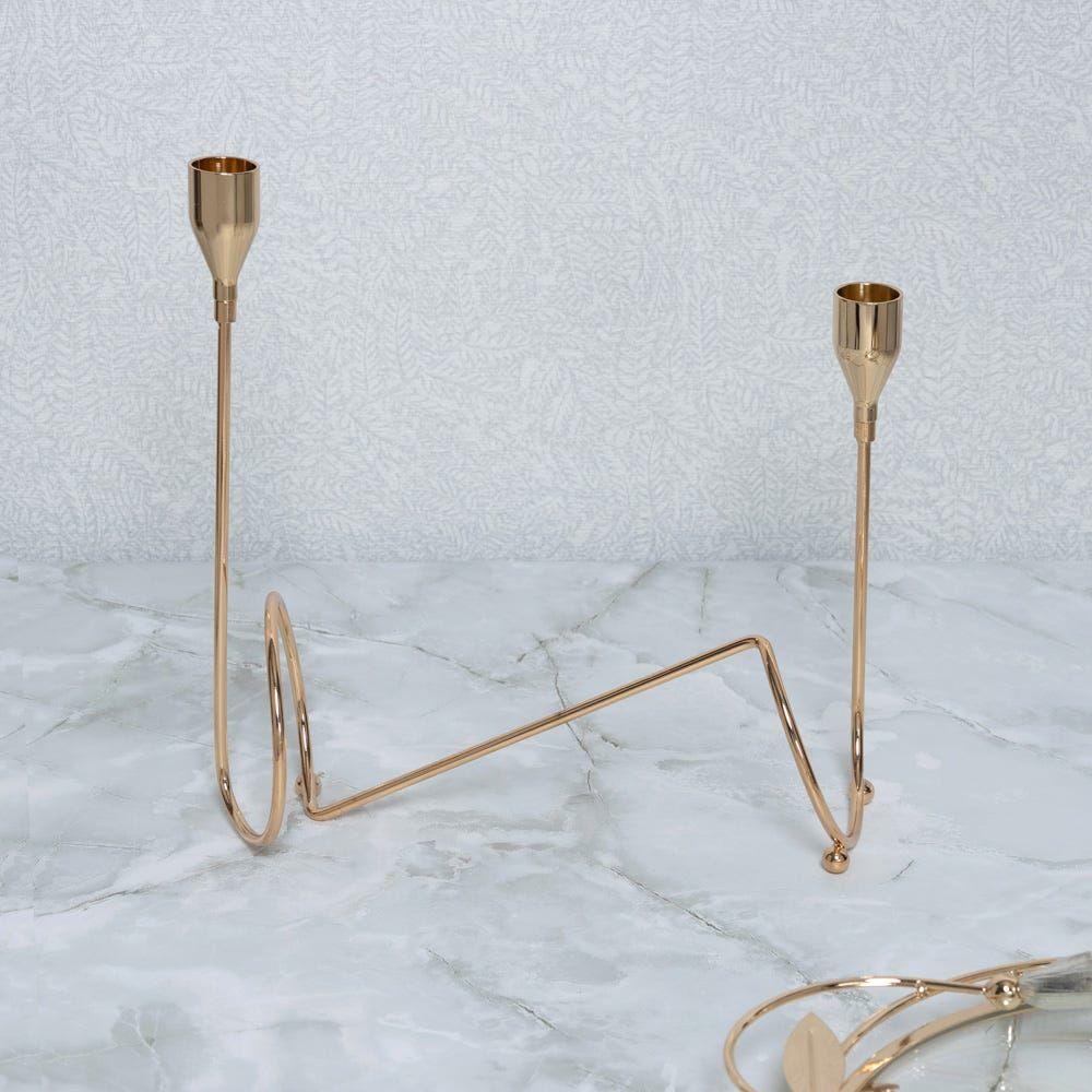 Lume Taper Pillar Candle Holder, Gold - 26X24Cm