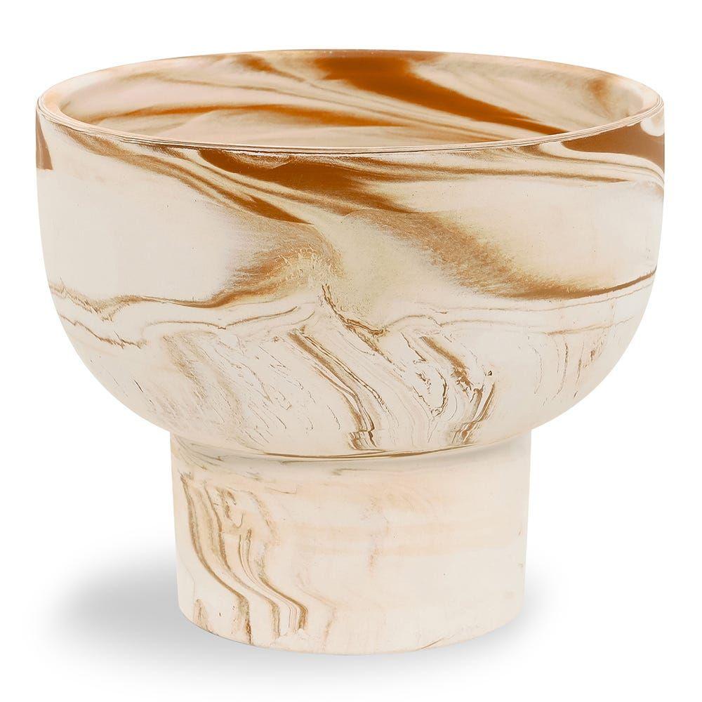 Marble Terracotta Planter, White & Brown - 30X22.5 Cm