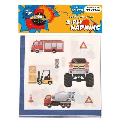 Fun 2Ply Car Print Napkin 33X33Cm 10 Pieces