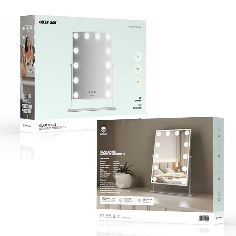 Green Lion Glam Shine Makeup Mirror 12 Led Lights