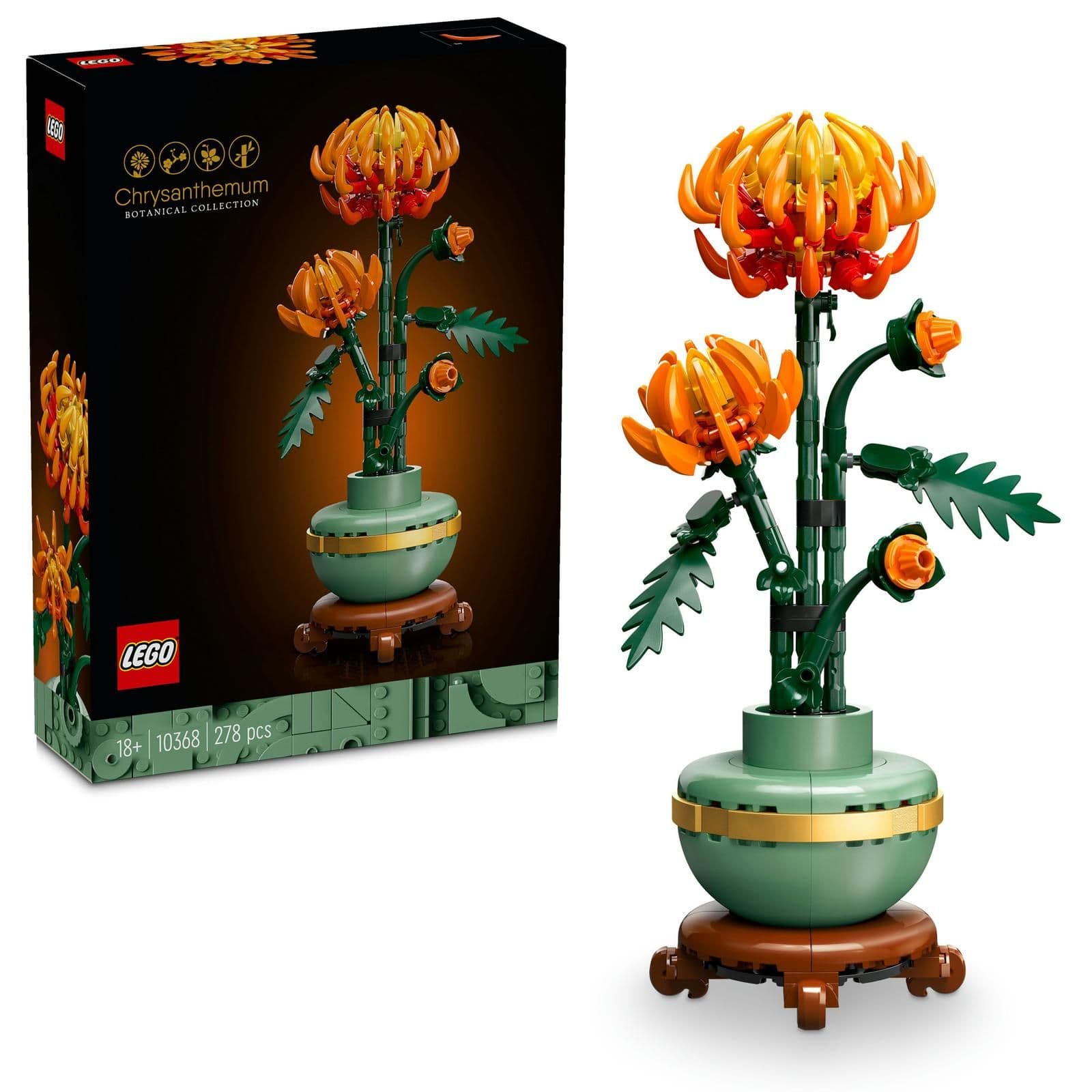 LEGO Icons Chrysanthemum Flower Decor 10368 Building Toy Set (278 Pieces)