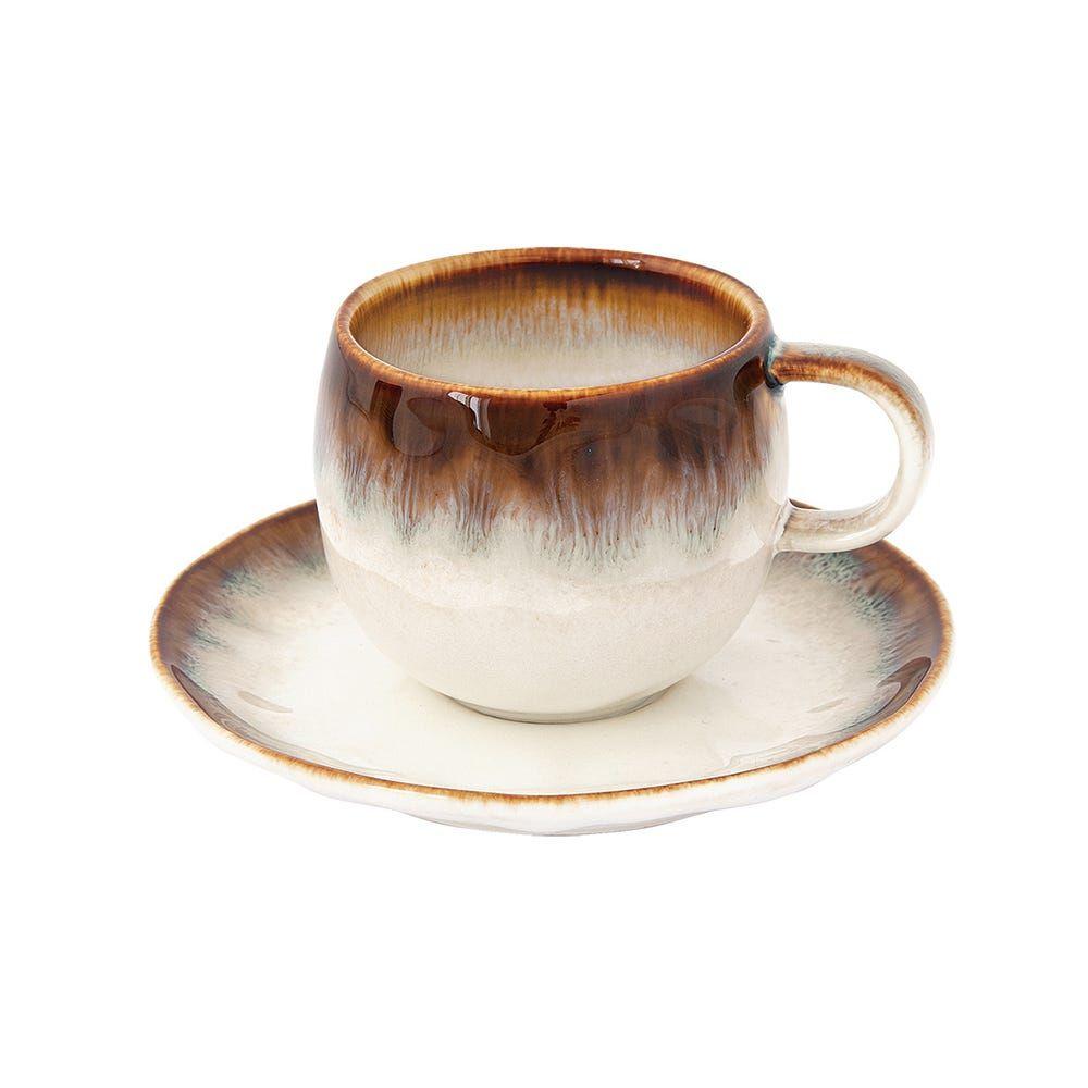 Nuances Porcelain Cup & Saucer, Brown - 120 Ml