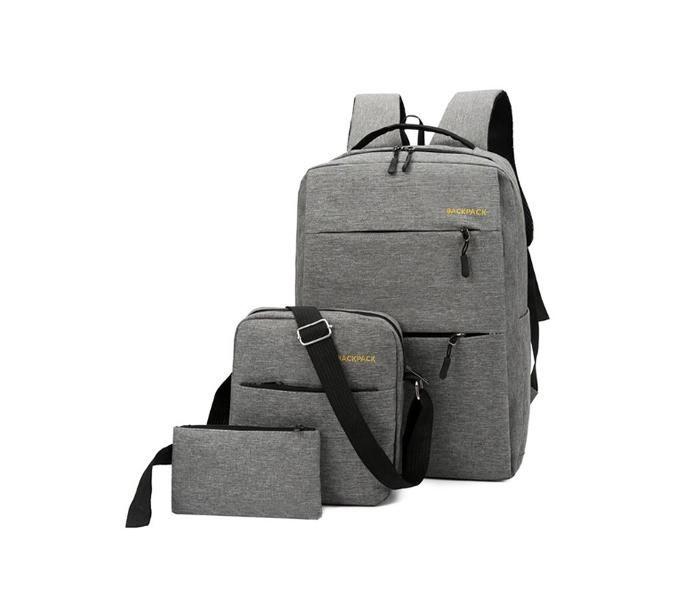 3 Piece Anti Theft Usb Charging Canvas Backpack (For Men And Women) - Grey