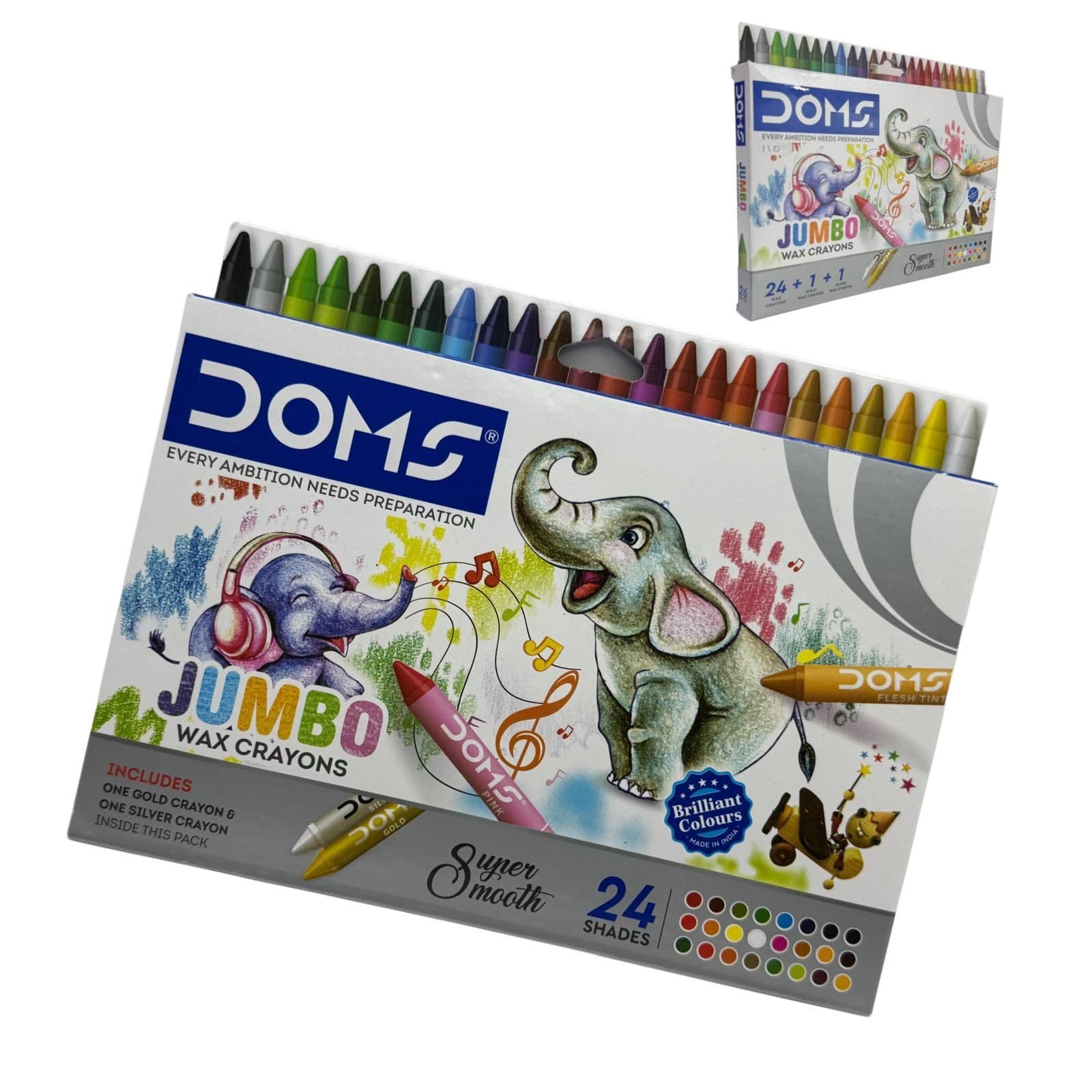 Doms Jumbo Wax Crayons Set (24 Crayons)
