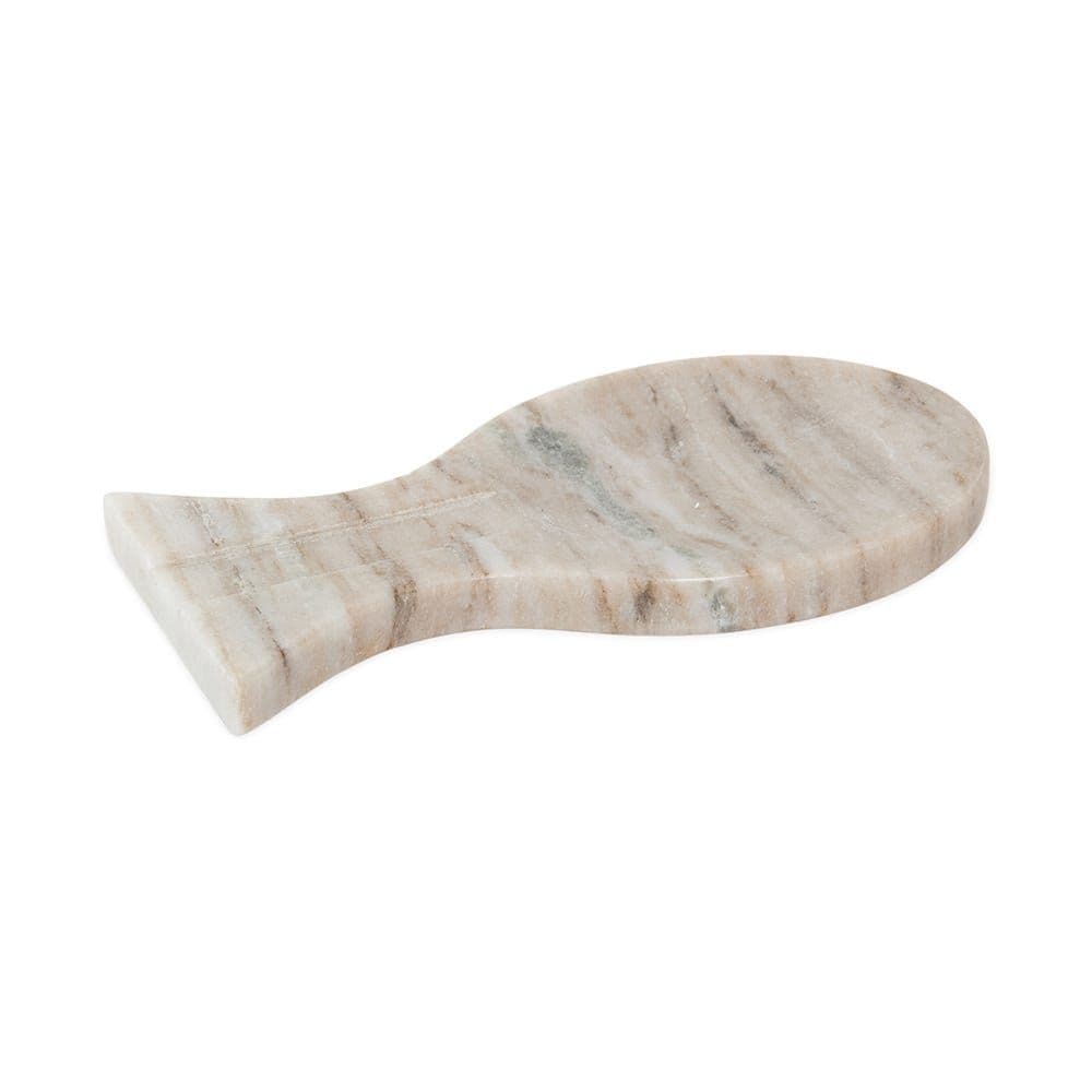 Gyro Marble Spoon Rest, Beige - 14X29Cm