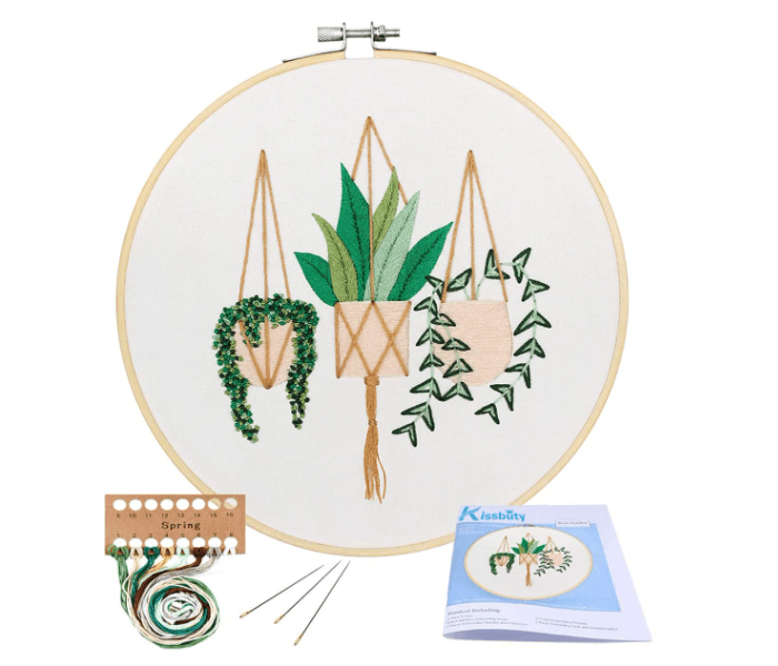 Embroidery Starter Kit With Embroidery Cloth And Colour Threads Tool Kit