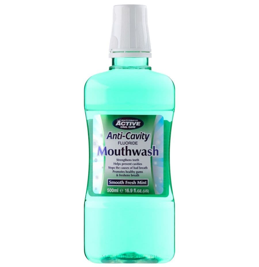 Active Anti-Cavity Fluoride Mouthwash Smooth Fresh Mint 500Ml No.12777