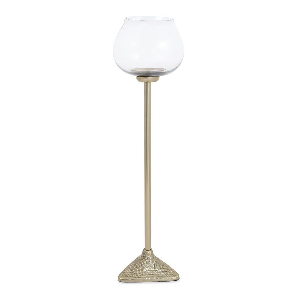 Waltz Candle Holder, Clear & Gold - 13.5X51 Cm