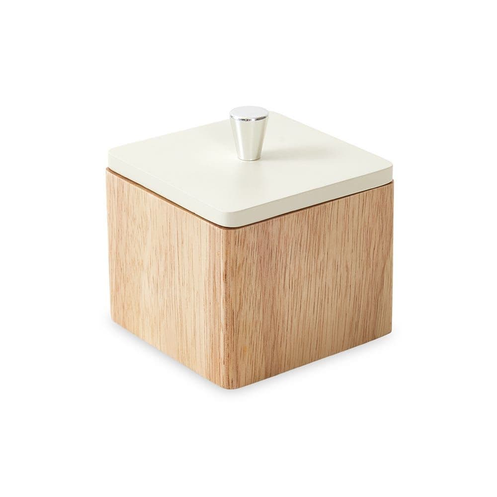 Vicent Wood Canister With Lid, Light Brown & White - 11X8Cm