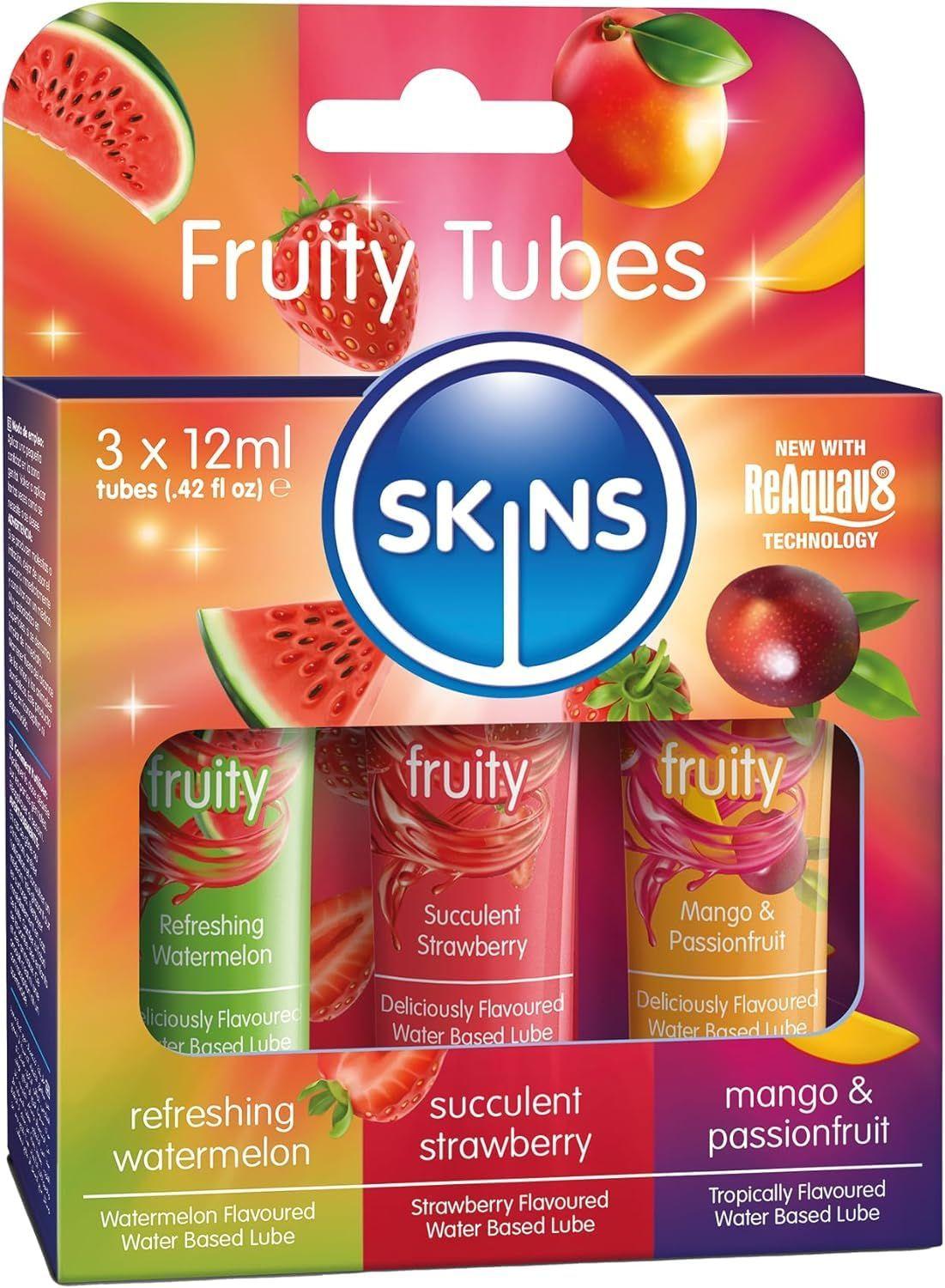 Skins 3 Flavoured Water Based Intimate Lubricants Fruity Tasting And Smelling